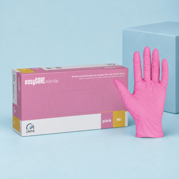 ZARYS easyCARE nitrilhandsker, pudderfri, M, pink - Billede 2