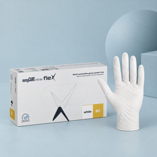 ZARYS easyCARE nitrile flex nitrilhandsker, pudderfri, M, hvid - Billede 2