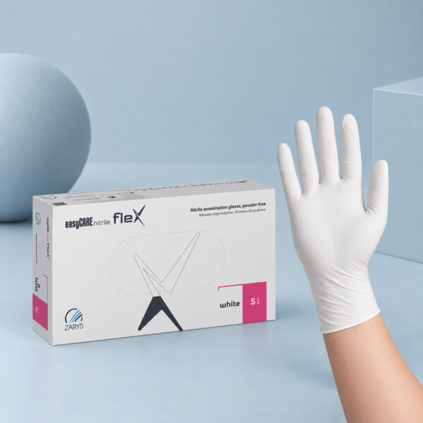 ZARYS easyCARE nitrile flex nitrilhandsker, pudderfri, S, hvid - Billede 3