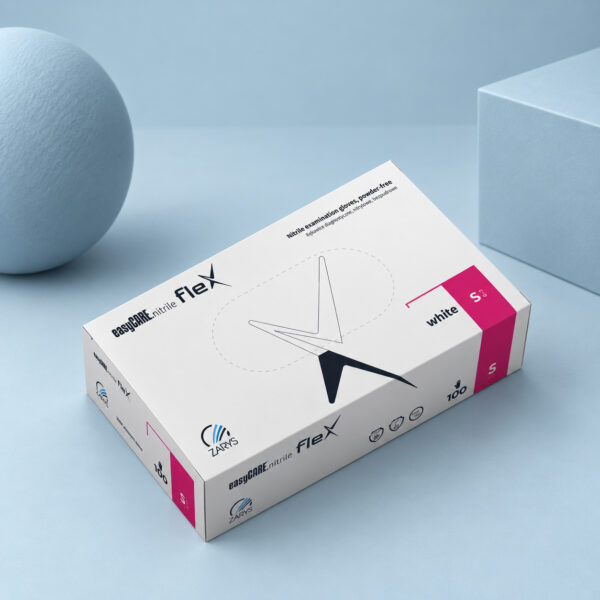 ZARYS easyCARE nitrile flex nitrilhandsker, pudderfri, S, hvid - Billede 4